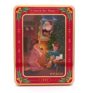 Vintage 1992 Red Oreo Christmas Tin with Free Gift Inside!